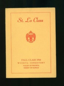 St. Lo Class 1944 Wichita Kansas Consistory Vintage Program & Menu