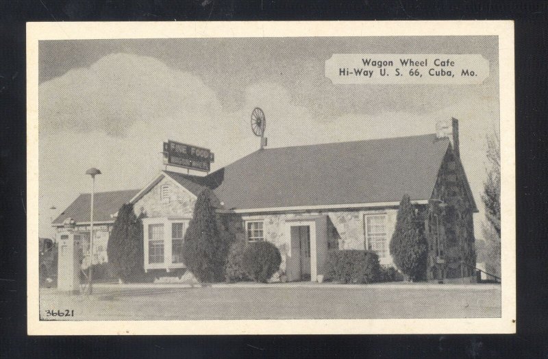 CUBA MISSOURI ROUTE 66 WAGON WHEEL CAF� RESTAURANT ADVERTISING POSTCARD