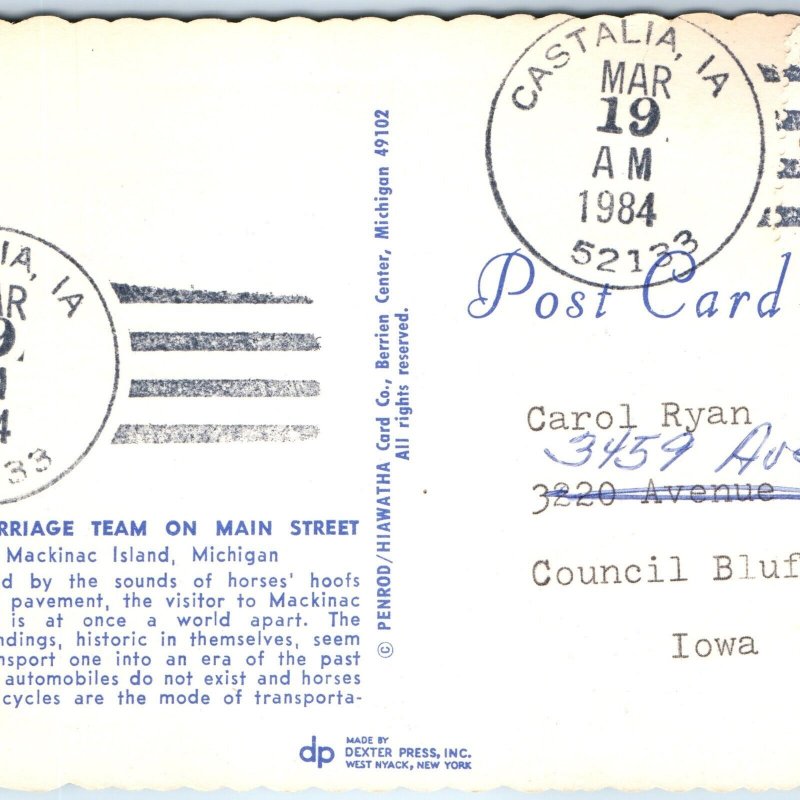 1984 Castalia, IA Post Office Cancel Postcard Town USPO Postal History A269