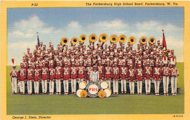 J68/ Parkersburg West Virginia Postcard Linen High Schoo Marching Band 321