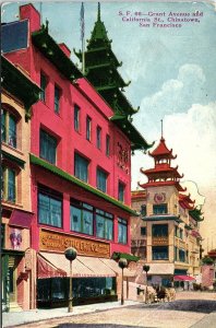 c1920 CHINATOWN SING FAT CO SAN FRANCISCO GRANT AVE CALIFORNIA ST POSTCARD P1515