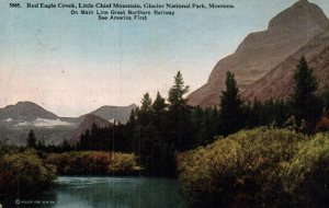 Postcard Great Northern Railroad Red Eagle Creek Chief Mountain Glacier National