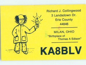 Pre-1980 RADIO CARD - Milan - Near Sandusky & Elyria & Cleveland OH AH2555