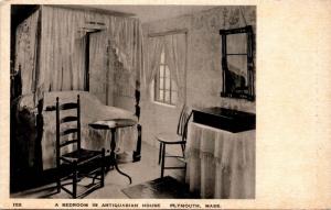 Bedroom in Antiquarian House, Plymouth Massachusetts, Vintage Postcard F21