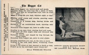 1948 The Beggar Cat Boston MA Humane Society Postcard