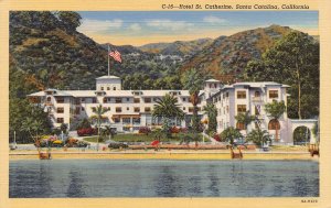 Hotel St Catherine from Ocean Catalina Island California 1940s linen postcard