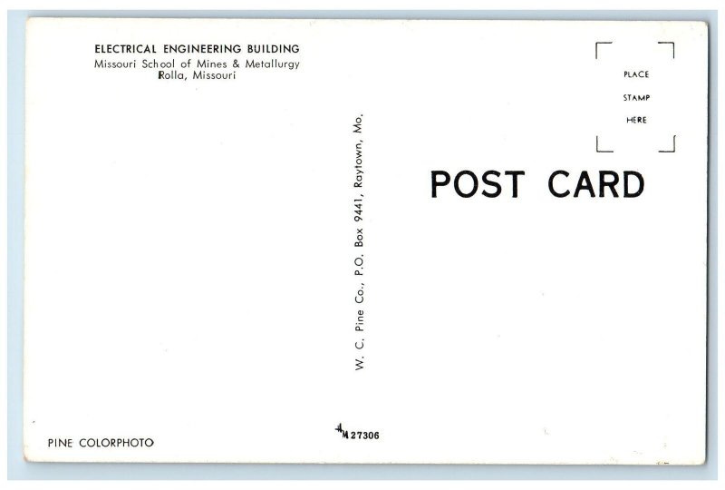 c1960s Electrical Engineering Building Missouri School Scene Rolla MO Postcard