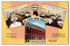 c1960's All States Dining Service Multiple View Settings Washington DC Postcard