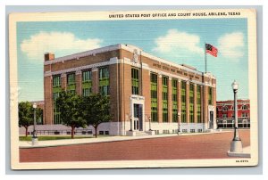 Vintage 1949 Postcard American Flag US Post Office & Courthouse Abilene Texas