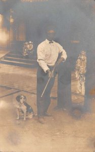 Man with Rifle and Beagle Dog Real Photo Vintage Postcard AA71213