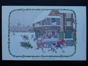 Christmas Greeting Song DAME GET UP & BAKE YOUR PIES c1912 Postcard by Augener