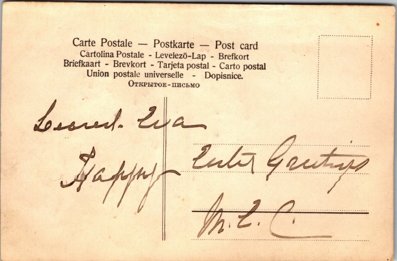 Postcard Embossed pink daisies on gray background