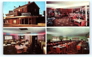 DECATUR, IL Illinois ~ GROVE RESTAURANT & GAS STATION c1960s Roadside Postcard