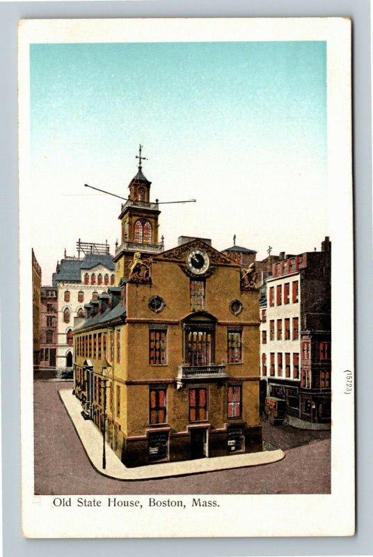 Boston MA-Massachusetts, Old State House - Foil Windows, Vintage Postcard 