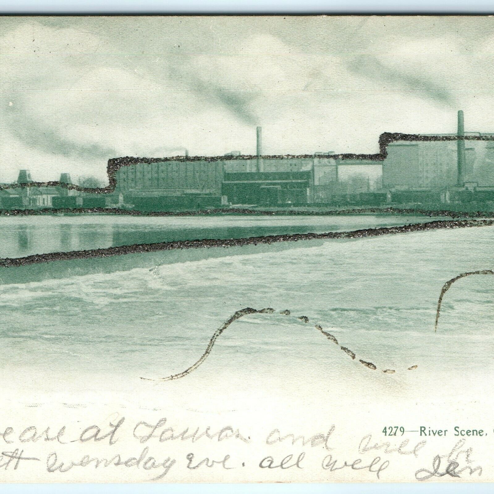 1900s Cedar Rapids, IA River Quaker Oats Factory Photo Souvenir Postcard Mica A8 United States