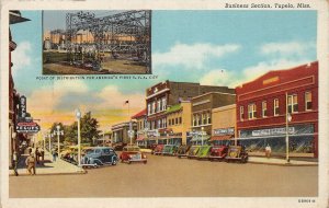 J57/ Tupelo Mississippi Postcard c1940s Business Section T.V.A. Stores 28