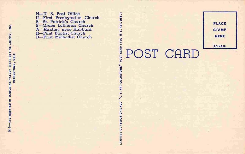 Greetings From Hubbard Ohio 1940s linen postcard