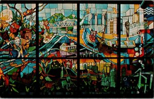 Stained Glass, Riverfront Plaza Commission Board Room Louisville KY Postcard I41