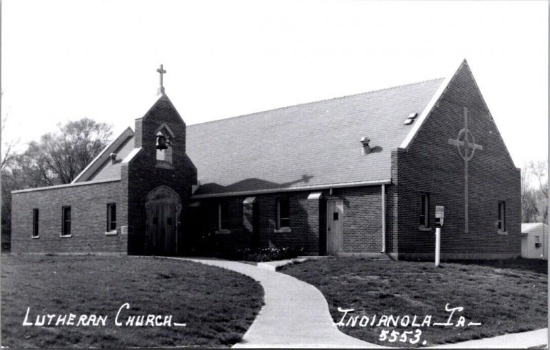 Real Photo Postcard Lutheran Church in Inoianola, Iowa