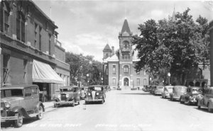 G13/ Redwood Falls Minnesota RPPC Postcard 1940 Third Street Town Hall Cars