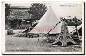 Old Postcard Paris Camp of Sissonne Decoration Tents Army Eiffel Tower