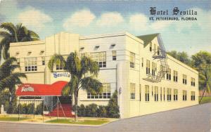 St. Petersburg Florida 1952 Postcard Hotel Sevilla