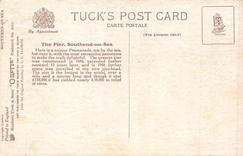England The Pier Southend-on-Sea Art vintage postcard