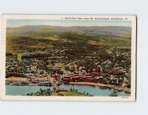 Postcard Bird's Eye View from Mt. Wantastiquet, Brattleboro, Vermont, USA