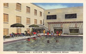 Linen Postcard Swimming Pool at Sonoma Inn in Winnemucca, Nevada~125104