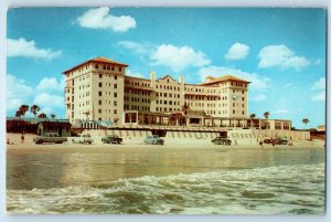 1959 Daytona Beach Florida Postcard Plaza Hotel Seabreeze Boulevard Ocean Posted