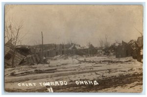 Omaha Nebraska NE RPPC Photo Postcard Great Tornado Disaster c1910's Antique