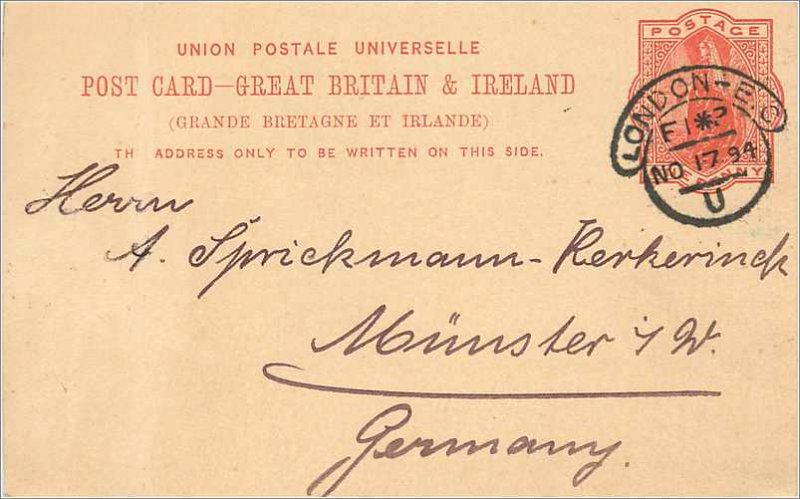 Entier Postal Stationery Postal Great Britain Great Britain 1894 London to Mu...