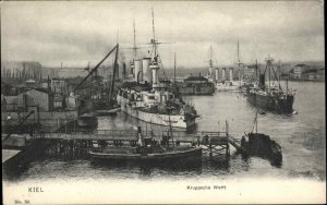 Kiel Germany Kruppsche Werft German Battleships Wharf c1910 PC