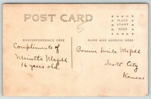 RPPC Named Young Lady  Marietta Magill  Real Photo  Postcard  c1910