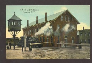 NORWICH NEW YORK CYO&W RAILROAD DEPOT TRAIN STATION VINTAGE POSTCARD