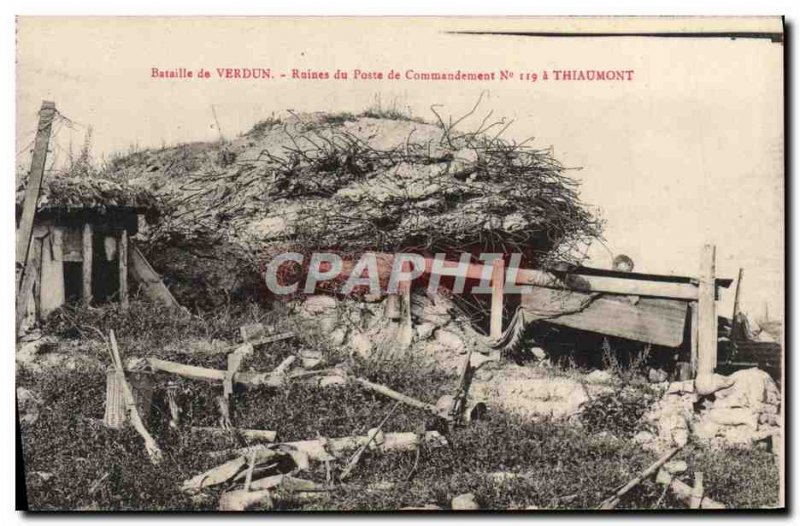 Old Postcard Verdun Command Post Ruins has Thiaumont Army