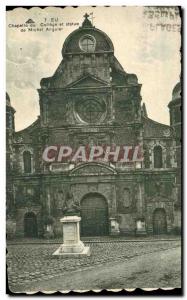 Old Postcard Eu Du College Chapel And Statue michel Anguier