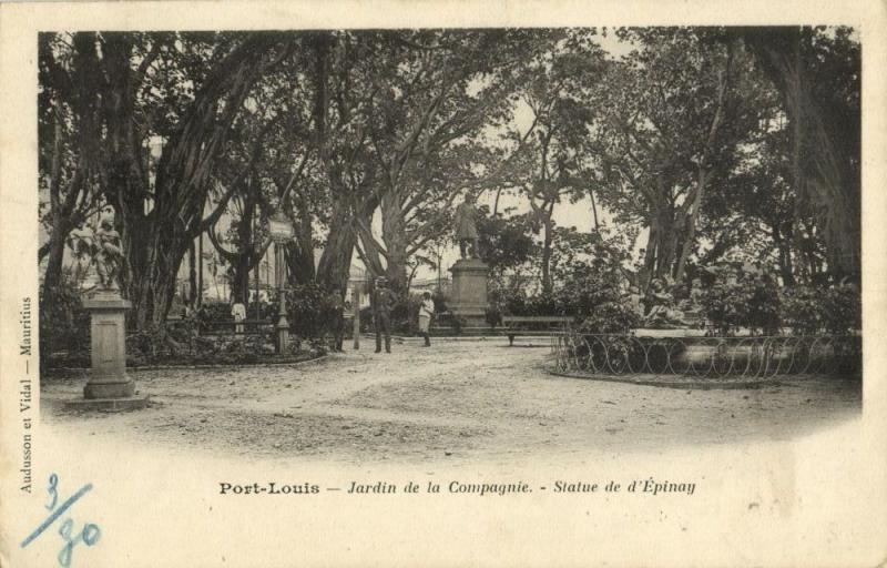 mauritius, PORT LOUIS, Jardin de la Compagnie, Statue d'Épinay (1900) Postcard