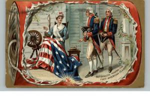 TUCK Betsy Ross Patriotic Firecracker Border c1910 PC