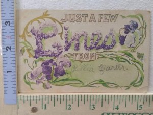 Postcard Just A Few From Lines From with Flowers Vines Embossed Art Print