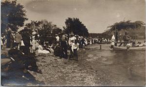Weslaco TX Picnic People Boats c1932 Real Photo Postcard F9