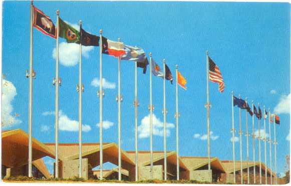 Flags at National Cowboy Hall of Fame Oklahoma City OK, Chrome