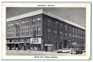 c1920's Harney Hotel & Restaurant Classic Cars Rapid City South Dakota Postcard