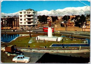 VINTAGE CONTINENTAL SIZED POSTCARD FERDOWSKI SQUARE IN TEHRAN PERSIA POSTED 1970