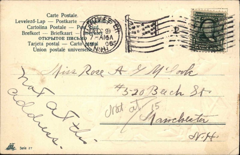 New Year Comic Man with Hangover After Wild Party Damage c1910 Postcard 