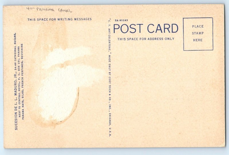 Meeting Of The Atlantic Pacific The Kiss Of Oceans Map Panama Canal Postcard