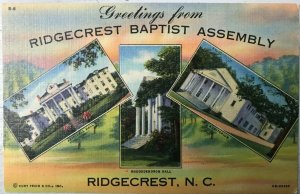 Vintage Postcard 1940 Greetings, Ridgecrest Baptist Assembly, North Carolina NC