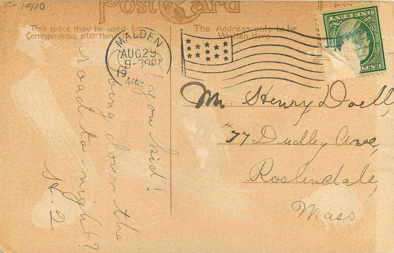 C-1910 Winchester Square Pleasant Street Postcard Massachusetts 1747