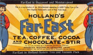 HOLLAND FAR EAST TEA COFFEE COCOA CHOCOLATE ADVERTISING POSTCARD (c. 1922)