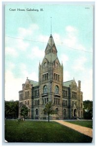 c1910 Exterior View Court House Building Galesburg Illinois IL Vintage Postcard